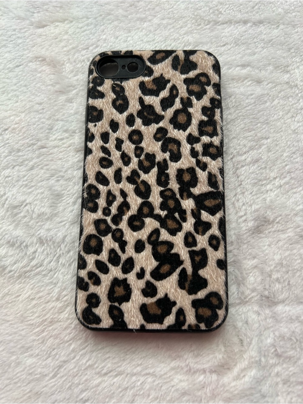 Leopard Print Faux Fur IPhone 7Case - Tan & black